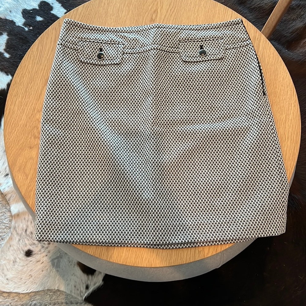 LOFT Black and White A-Line Mini Skirt